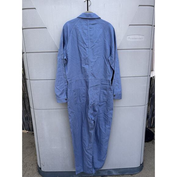 OUTERKNOWN Station Jumpsuit Womens Large Blue Long Sleeve One Piece Linen NEW - Picture 15 of 16